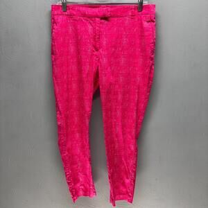 H&M Mid Rise Slim Leg Pants Women's Pink & White Size 8 Stretch 32W 26L